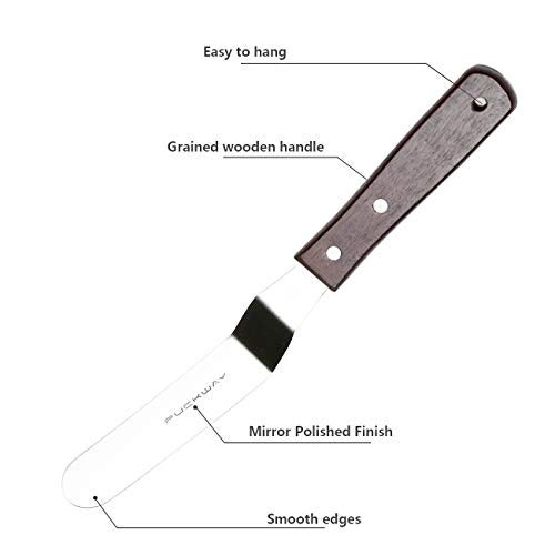 PUCKWAY Offset Cake Icing Spatula Set of 4- Professional Stainless Steel Cake Decorating Frosting Spatulas, 4"-6"-8"-10" Flexible Resistant Blade, Wooden Handle For Easy Grip - Image 3