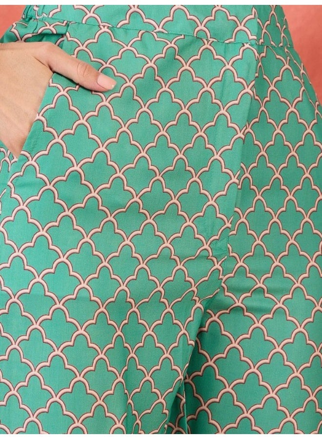 AKS Green Pichwayi Art Silk Co Ord Set  - Image 3