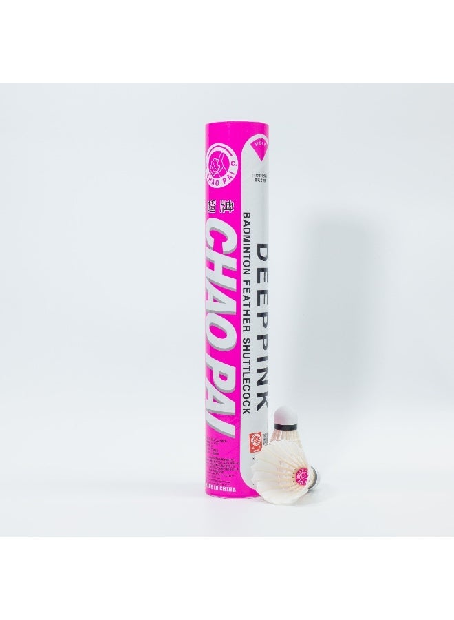 Chaopai Pink Grade C Goose Feather Badminton Shuttlecock PU Cork Head Good Durability Flight Stability for Indoor and Outdoor use 12 Pcs per Tube Speed 77 - Image 4