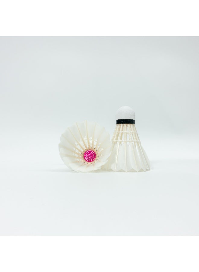 Chaopai Pink Grade C Goose Feather Badminton Shuttlecock PU Cork Head Good Durability Flight Stability for Indoor and Outdoor use 12 Pcs per Tube Speed 77 - Image 3