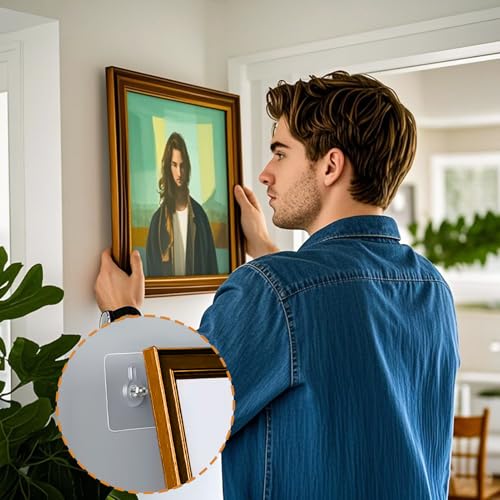 AIERSA Wall Hangers Without Nails,20 Pcs Picture Hangers Without Nails,Hang Pictures Frame On Wall No Nails,Nail Free Stickers for Walls,Drill Free Adhesive Hooks,Adhesive Screwless Screws(10mm) - Image 4