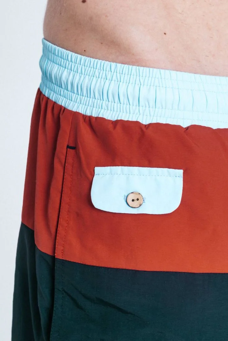 Faguo Faguo Navy Blue & Red Swim Trunks