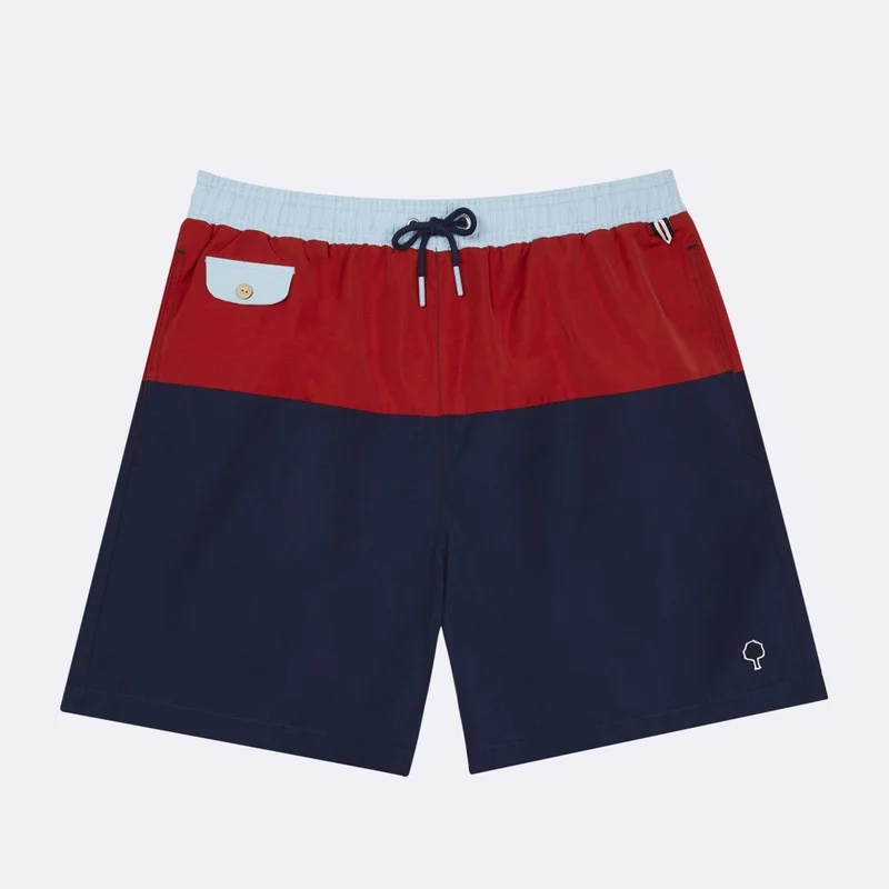 Faguo Faguo Navy Blue & Red Swim Trunks