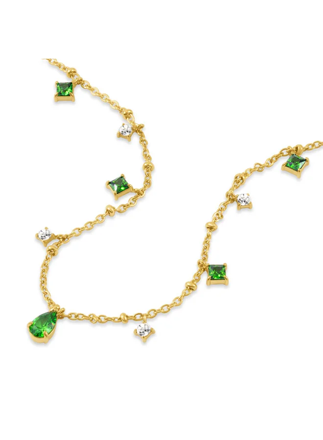 POLICE Clarity Gold White & Green Multi Charms Necklace for Women