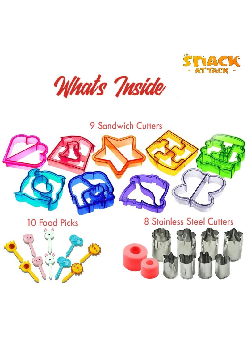 Snack attack مجموعة قطاعات الساندويتشات من سناك أتاك، 39 قطعة، للأطفال من جميع الأعمار، تحول الخضروات والفواكه والجبن والكعك إلى وجبات خفيفة ممتعة - أضفها إلى صندوق الغداء وصندوق البنتو، للأطفال الصغار من الأولاد والبنات  - Image 5
