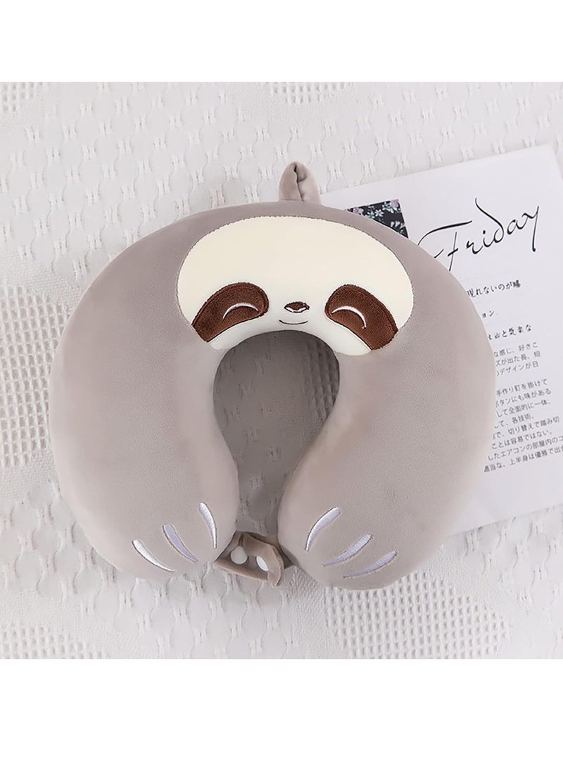 Generic Neck Pillow for Traveling, Neck Pillow Cartoon Cute for Kids Travel, Memory Foam Travel Pillow for Flight Airplane Headrest Sleep Sloth - Image 1