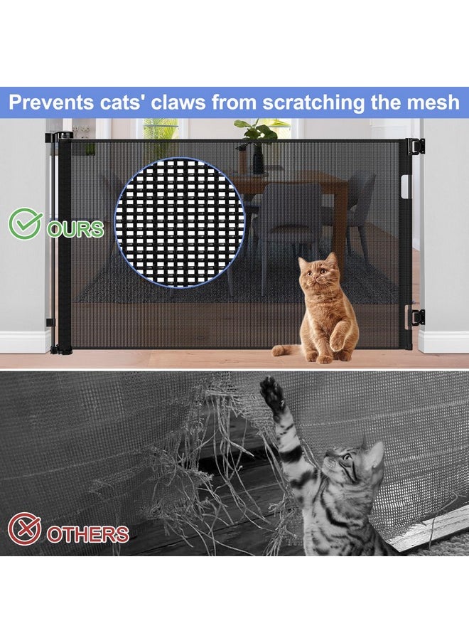 BETERTEK Chew Proof Retractable Dog Gate for Doorways 55" Wide Scratch-Resistant Retractable Pet Gate for Stair Upgraded Textilene Outdoor Retractable Gate for Dog Indoor Mesh Dog Gate Retractable Cat Gate  - Image 3