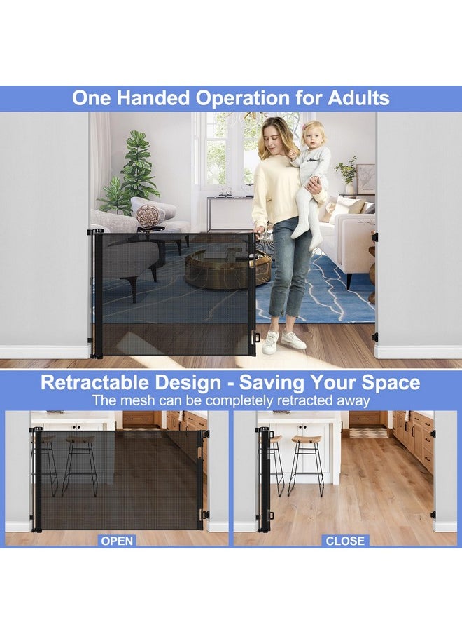 BETERTEK Chew Proof Retractable Dog Gate for Doorways 55" Wide Scratch-Resistant Retractable Pet Gate for Stair Upgraded Textilene Outdoor Retractable Gate for Dog Indoor Mesh Dog Gate Retractable Cat Gate  - Image 4