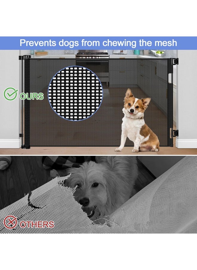 BETERTEK Chew Proof Retractable Dog Gate for Doorways 55" Wide Scratch-Resistant Retractable Pet Gate for Stair Upgraded Textilene Outdoor Retractable Gate for Dog Indoor Mesh Dog Gate Retractable Cat Gate  - Image 2