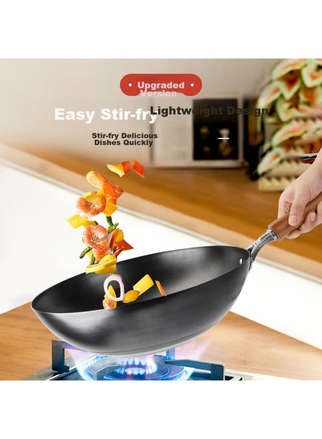 Gold Deposit Jin Cun Wok Iron Pan, Lightweight Stir-fry Pan, Non-coated, Rust-resistant, Traditional Household Round Bottom Non-stick Pan, 34cm - Image 5