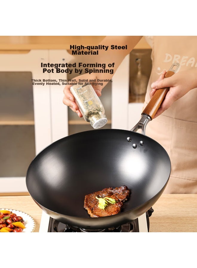 Gold Deposit Jin Cun Wok Iron Pan, Lightweight Stir-fry Pan, Non-coated, Rust-resistant, Traditional Household Round Bottom Non-stick Pan, 34cm - Image 4