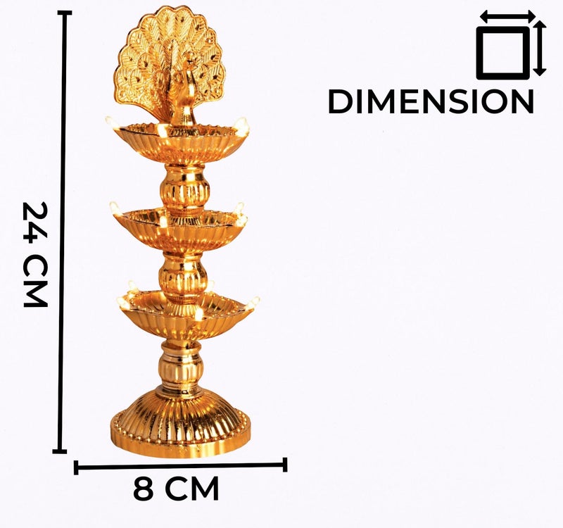 Nabhya نابها 15 عميق طاووس 3 طبقات ضوء ديا كهربائي لزينة معبد البوجا في المنزل مصباح أرز LED لعيد ديوالي ودوسهرا طاووس 15 عميق عبوة من 2 - Image 5