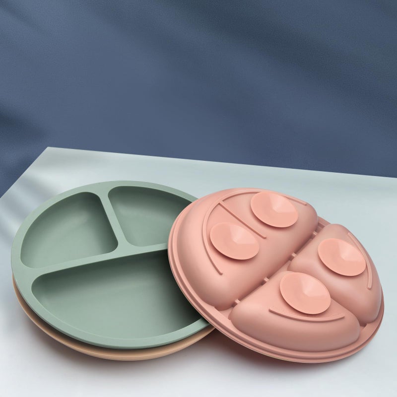 Eascrozn Suction Plates for Baby 3 pack, Stay Put Divided Toddler Plates, 100% Food Grade Silicone Baby Plates, BPA Free, Baby Feeding Supplies, Microwave & Dishwasher Safe - Image 4