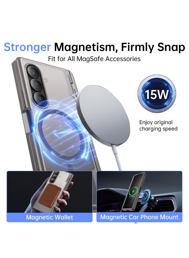 موبوسي جراب سامسونج Galaxy Z Fold 7 مغناطيسي مع واقي شاشة خصوصية، متوافق مع MagSafe، حماية مفصلية كاملة نحيفة تغطي الجسم بالكامل، غطاء هاتف مقاوم للصدمات، اللون رمادي - Image 2