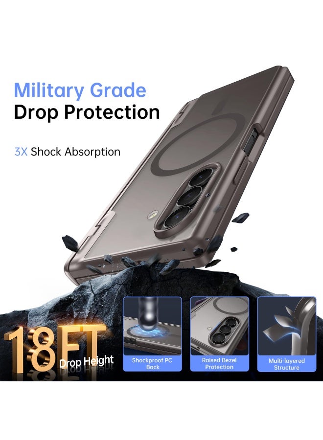 موبوسي جراب سامسونج Galaxy Z Fold 7 مغناطيسي مع واقي شاشة خصوصية، متوافق مع MagSafe، حماية مفصلية كاملة نحيفة تغطي الجسم بالكامل، غطاء هاتف مقاوم للصدمات، اللون رمادي - Image 4