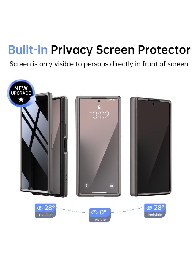 موبوسي جراب سامسونج Galaxy Z Fold 7 مغناطيسي مع واقي شاشة خصوصية، متوافق مع MagSafe، حماية مفصلية كاملة نحيفة تغطي الجسم بالكامل، غطاء هاتف مقاوم للصدمات، اللون رمادي - Image 3