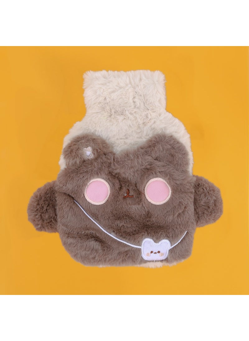 Arabest Cartoon plush cute water injection warm water bag hand warmer student hand warmer baby hot water bag wholesale removable and washable Beige bear 