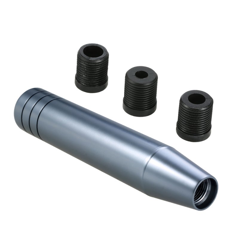 Car Gear Shift Knob: Grey Aluminum Universal Design - Ergonomic Driver-Fit With 3 Rubber Adapters (8mm, 10mm, 12mm) for Most Cars - Image 1