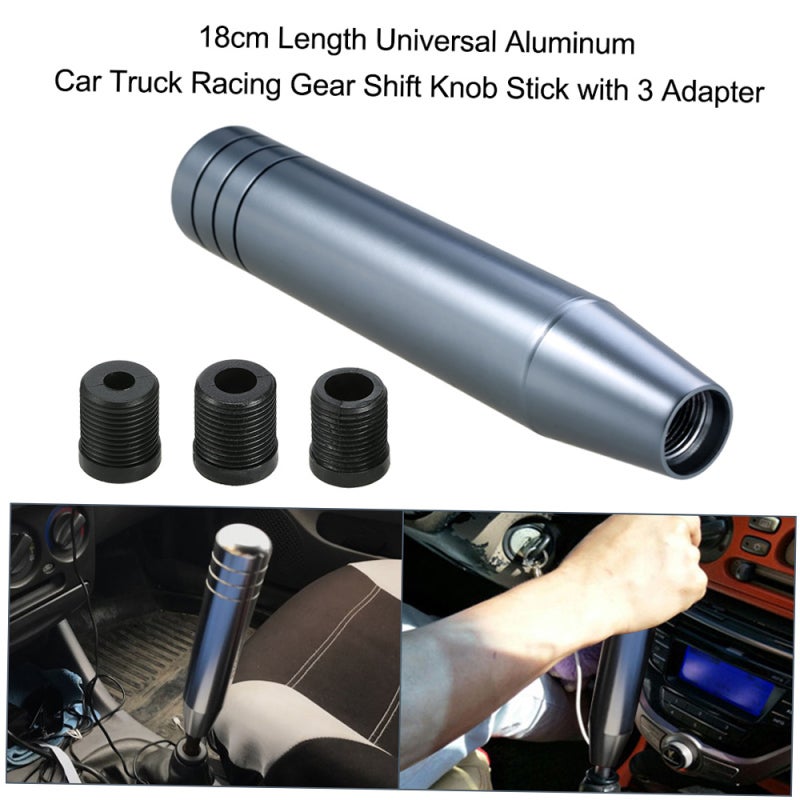 Car Gear Shift Knob: Grey Aluminum Universal Design - Ergonomic Driver-Fit With 3 Rubber Adapters (8mm, 10mm, 12mm) for Most Cars - Image 5