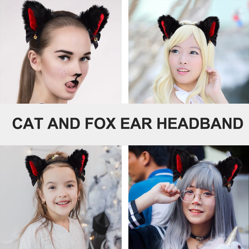 2 pcs Cat Ears Headband with Bells Bows Lovely Cosplay Costume Hair for Girls - Image 2
