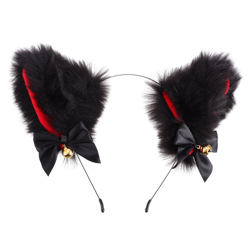 2 pcs Cat Ears Headband with Bells Bows Lovely Cosplay Costume Hair for Girls - Image 1