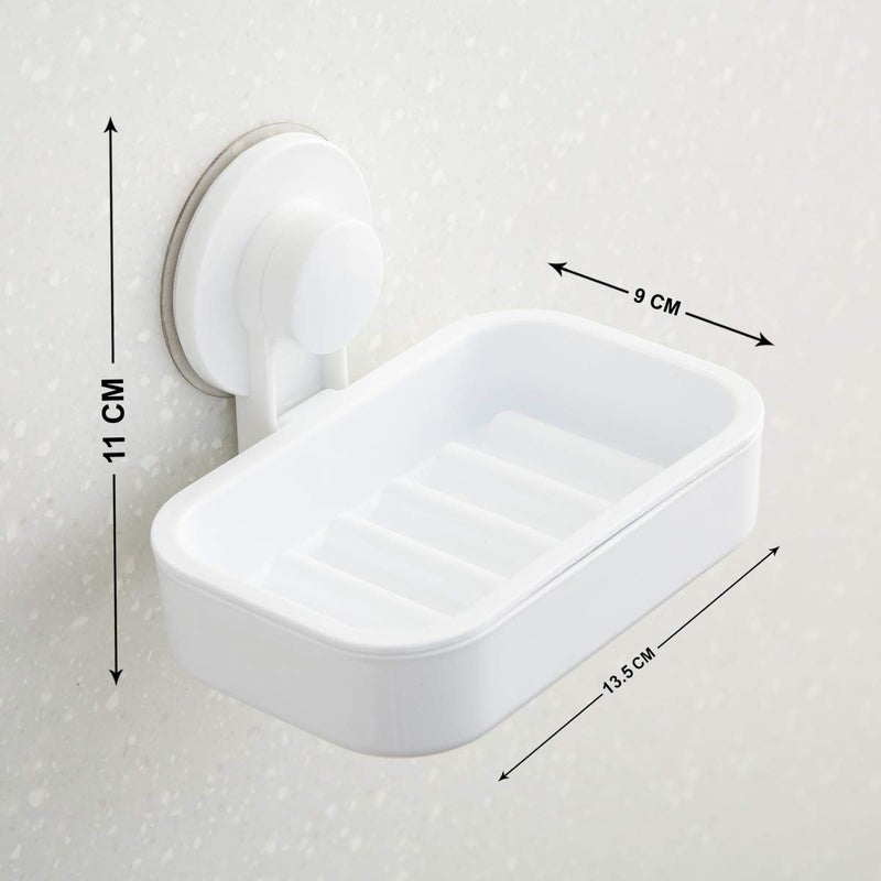 Home Centre Soap Dish with Adhesive and Suction Cup, White - Image 3