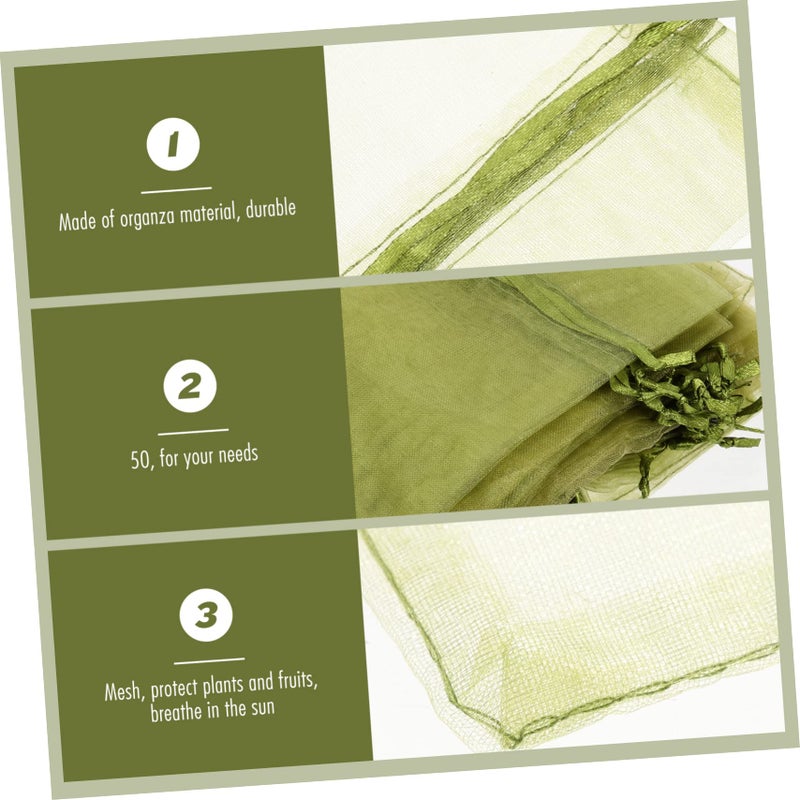 50Pcs Reusable Organza Mesh Drawstring Bags For Fruit Protection Garden Plants Flowers - Image 5