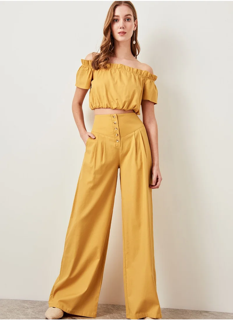 trendyol High Waist Button Detail Pants