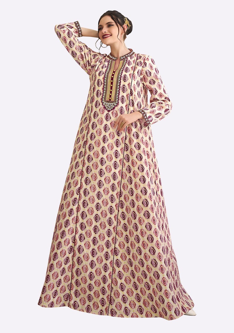 Sara Arabia Geometric Floral Motif Jalabiya - Image 1