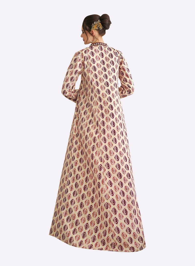 Sara Arabia Geometric Floral Motif Jalabiya - Image 2