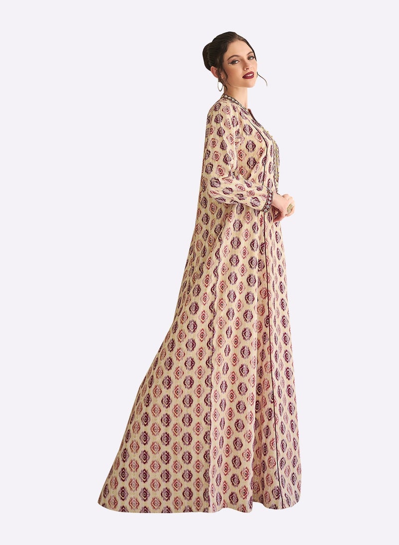Sara Arabia Geometric Floral Motif Jalabiya - Image 3