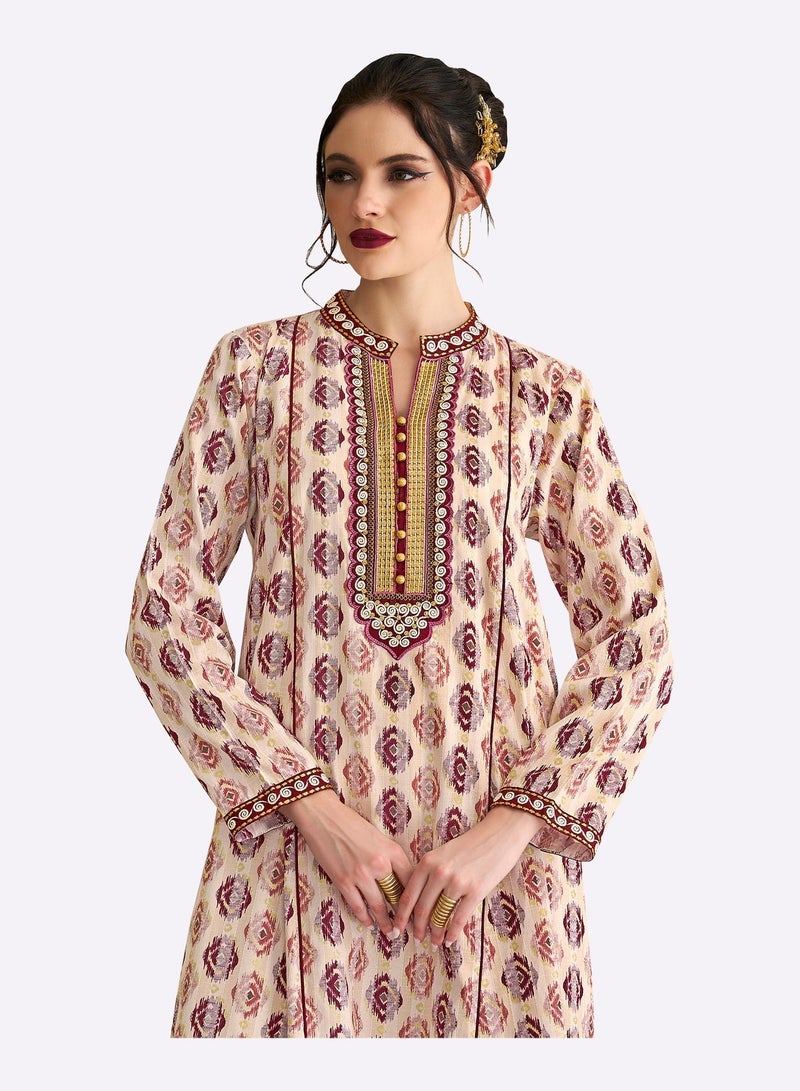Sara Arabia Geometric Floral Motif Jalabiya - Image 4