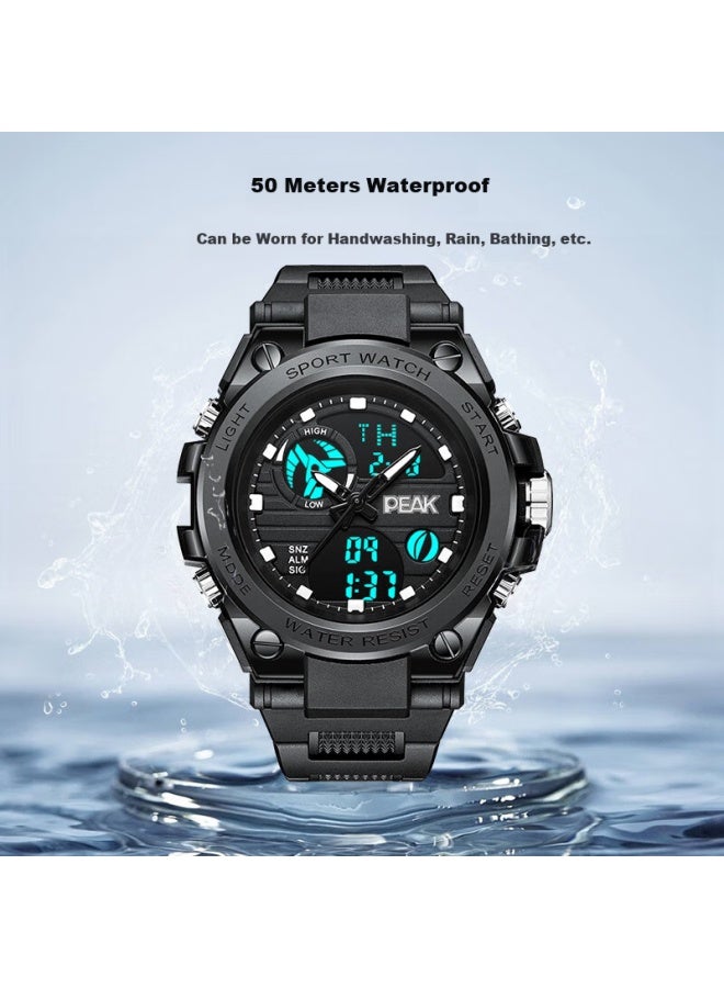 Peak Steel Watch Face | Sports Digital Watch For Primary, Middle And High School Students, Exams, Men And Women, Luminous, Waterproof, Shockproof, Alarm Clock, Timer, Stopwatch, Multifunctional, Birthday Gift For Children 6-12 Years Old - Image 2