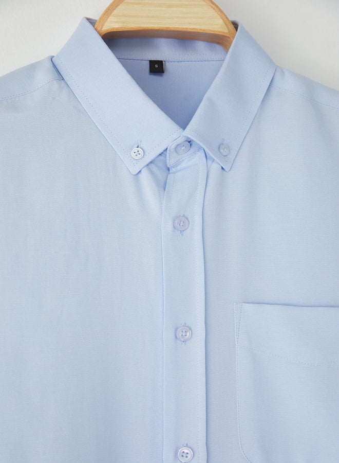 trendyol Blue Regular Fit Oxford Easy Iron Men's Shirt - Image 4