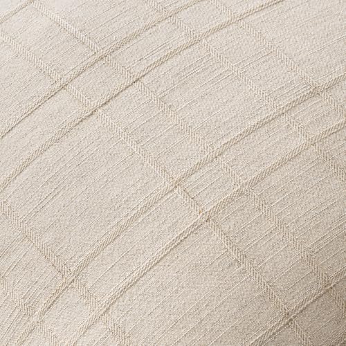 MIULEE Decorative Linen Check Euro Shams Throw Pillow Covers Neutral Farmhouse Vintage Pillow Covers 24x24 Set of 2 Boho Modern Home Decor for Sofa Couch Bedroom Cushion Natural Beige - Image 3