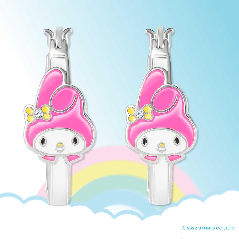 Hello Kitty Sanrio Hello Kitty My Melody Womens Hoop Earrings - Silver Plated My Melody Earrings Officially Licensed - Image 3