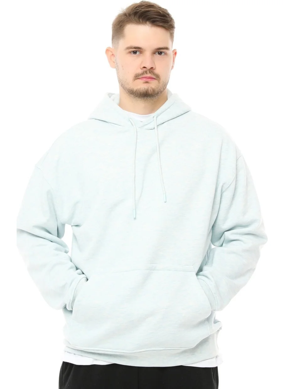 Defy'S Men's Oversize Hooded Sweatshirt Blue Melange