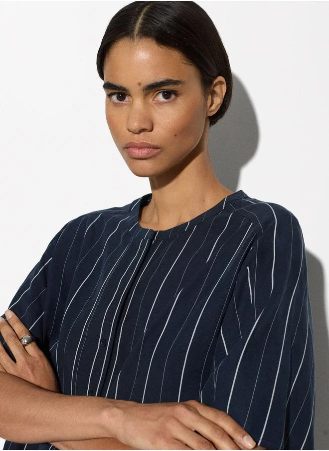 PARFOIS Short-Sleeved Shirt With Linen