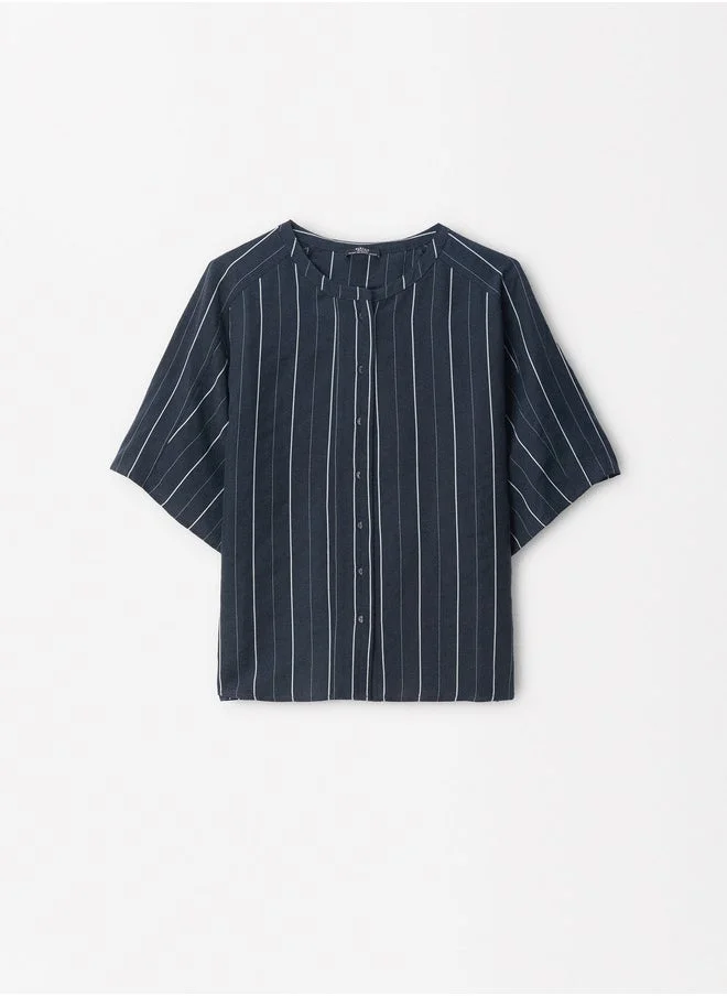 PARFOIS Short-Sleeved Shirt With Linen