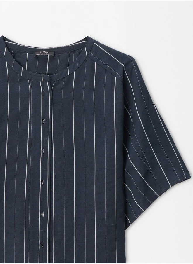 PARFOIS Short-Sleeved Shirt With Linen