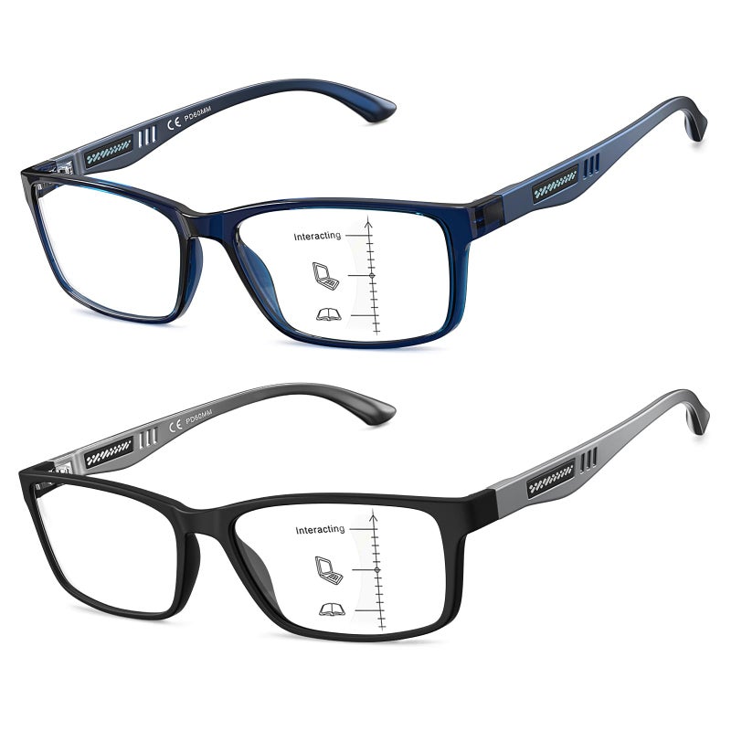 CARA OPTICAL CARA Extremely Lightweight Progressive Multifocus Reading Glasses for Men NoLine Blue Light Blocking Computer Readers 2Pack 150x - Image 2