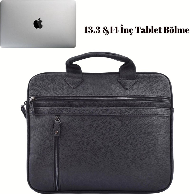 Başkent Çanta Unisex 13.3" Inch Leather Briefcase Handbag and Shoulder Bag 8683255013364  - Image 2