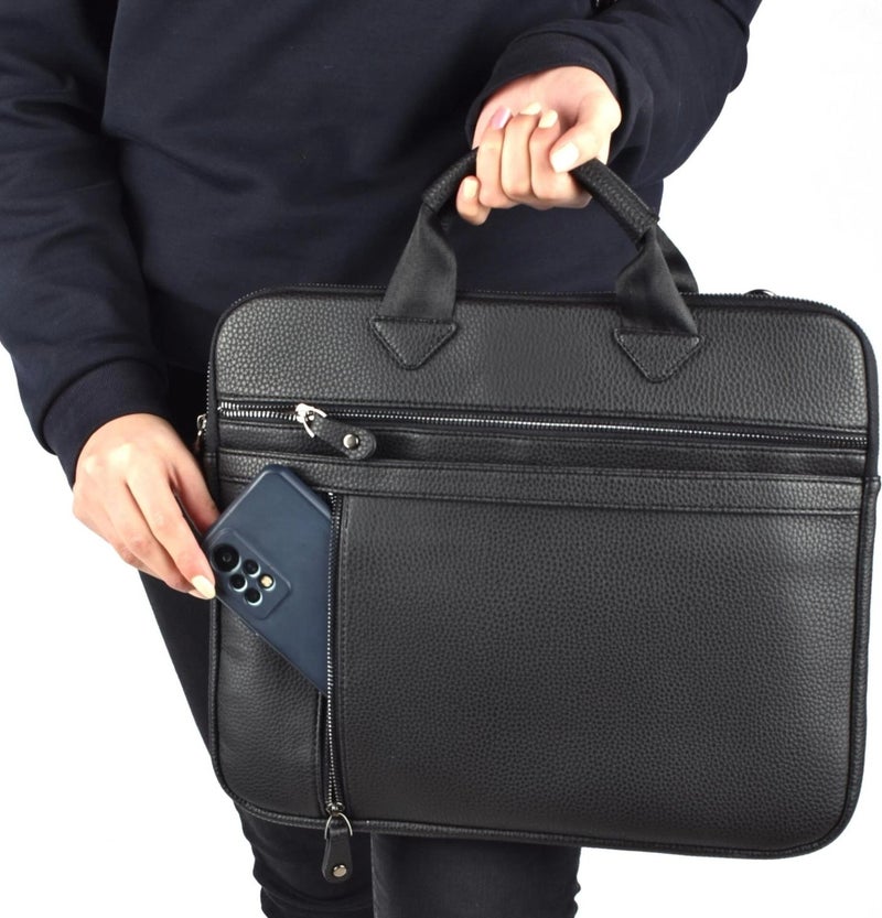 Başkent Çanta Unisex 13.3" Inch Leather Briefcase Handbag and Shoulder Bag 8683255013364  - Image 3