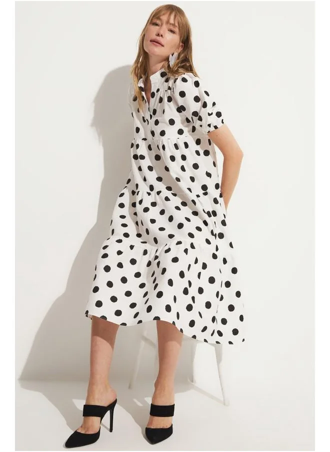 جون June Balloon Sleeve Polka Dot Dress