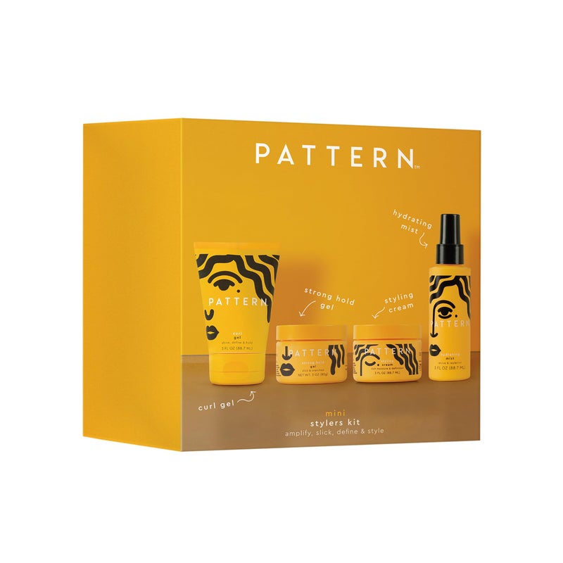 PATTERN Beauty Mini Stylers Kit 3 fl oz. - for Curly, Coily & Tight Textured Hair - Includes Hydrating Mist, Curl Gel, Styling Cream & Strong Hold Gel - Image 1