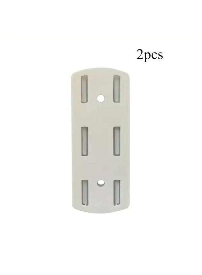 2pcs White Wall Mounted Power Strip Holder Punch Free Hooks Extension Cord Organizer - Image 1