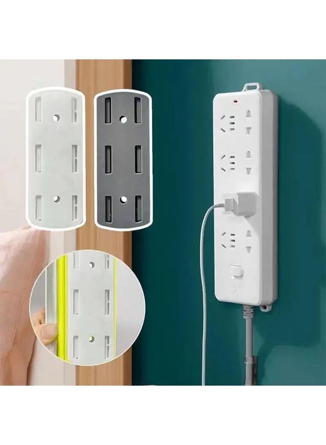 2pcs White Wall Mounted Power Strip Holder Punch Free Hooks Extension Cord Organizer - Image 4
