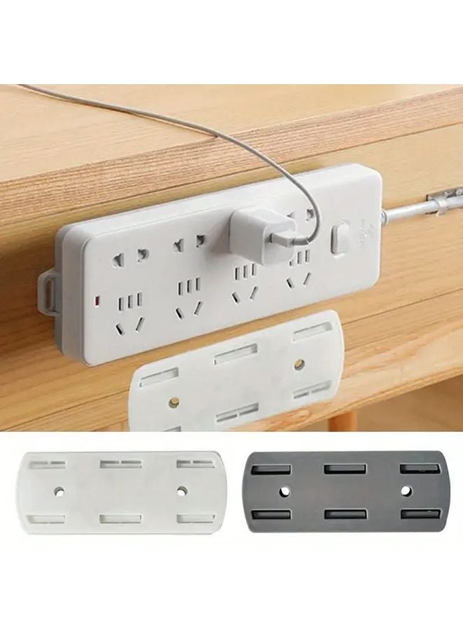 2pcs White Wall Mounted Power Strip Holder Punch Free Hooks Extension Cord Organizer - Image 3