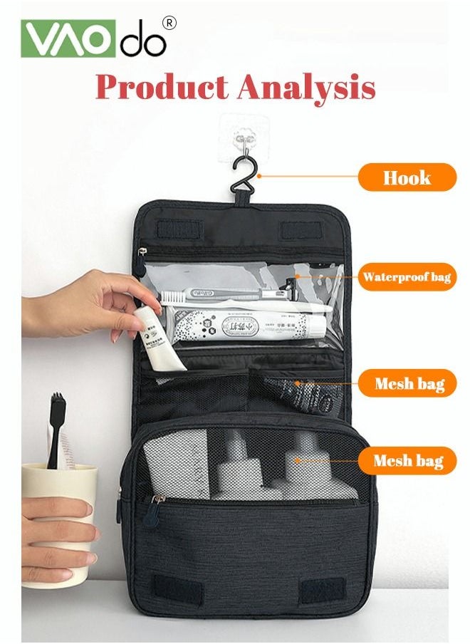 VAOdo Multifunctional Hanging Toiletry Wash Bag Wet and dry separation Portable Large-Capacity Storage Travel Bag Waterproof Wash Bag with Hook Multifunctional Hanging Toiletry Wash Bag Wet and dry separati  - Image 4