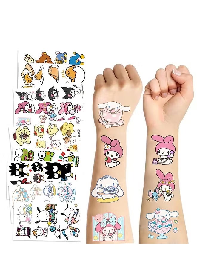 Good Life 10 Sheets Cartoon My Melody Kuromi Cinnamoroll Pompompurin Keroppi Temporary Tattoos & Face Stickers For Kids, Party Favors, Tattoos Art Make up Deco - Image 1